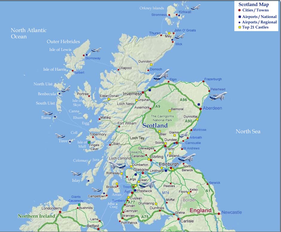 Scotland Castles Map
